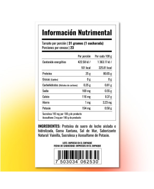 Proteina aislada e hidrolizada baja en carbohidratos